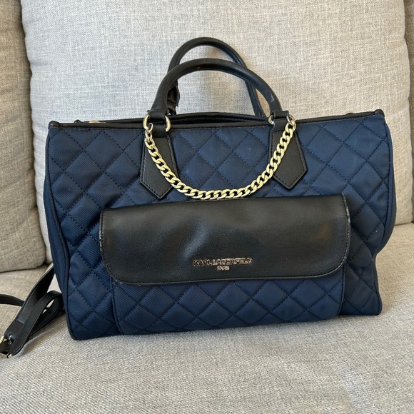 Karl Lagerfeld Navy blue quilted bag - Picture 1 of 13